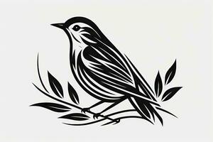 minimalistisch Grafik von ein einfach Vogel im schwarz und Weiß foto