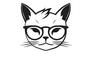 katzenartig Fashionista Katze mit Wimpern und Brille im minimal Grafik Stil foto