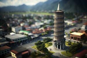 Miniatur gelehnt Turm von nantou Taiwan im hoch Definition foto