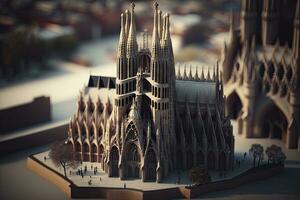 Sagrada familia Kathedrale im Spanien mit Kippverschiebung bewirken foto