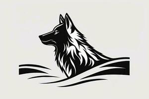 minimalistisch Wolf Grafik im schwarz und Weiß foto