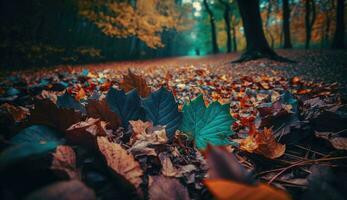 beschwingt Herbst Laub Decke Wald Fußboden foto