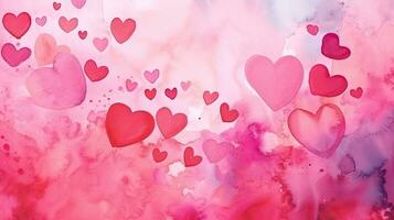 romantisch Rosa Aquarell Hintergrund zum Valentinsgrüße Tag oder Hochzeit foto