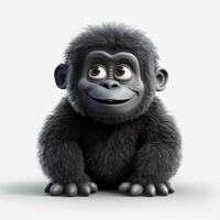 bezaubernd Baby Gorilla mit ein groß Lächeln im pixar Stil foto