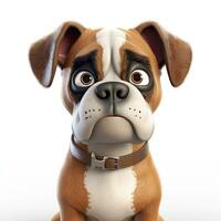 glücklich Boxer Hund mit bezaubernd Lächeln im pixar Stil zum Gruß Karten und Plakate generativ ai foto
