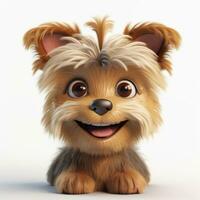 glücklich Yorkshire Terrier mit bezaubernd Lächeln im pixar Stil foto