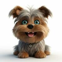 bezaubernd Yorkshire Terrier mit ein groß Lächeln im pixar Stil foto