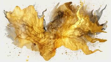 abstrakt Gold Aquarell beflecken auf transparent Hintergrund foto