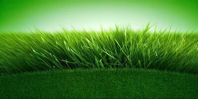 beschwingt Grün Rasen mit frisch Klingen von Gras foto