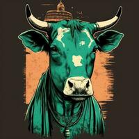 Gangster Kuh tragen T-Shirt mit indisch Stil Kunst foto