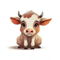 minimalistisch süß Kuh Zeichnung auf Weiß Hintergrund zum Kinder Buch Abdeckungen generativ ai foto