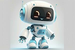 glücklich lächelnd Roboter zum modern Held Webseite foto