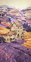 kompliziert Neoimpressionist Papier Kunst von Lavendel Felder im Französisch Provence foto