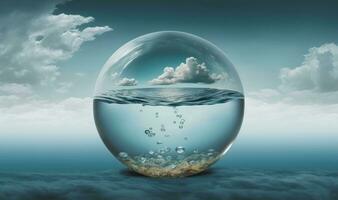ätherisch Ozean Traumlandschaft im ein Glas Ball foto