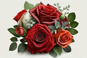 beschwingt rot Rose Strauß auf Weiß Hintergrund foto