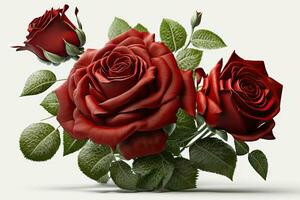 beschwingt rot Rose Strauß auf Weiß Hintergrund foto