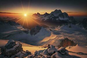 majestätisch Sonnenaufgang im das hoch Alpen foto
