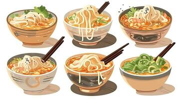 köstlich Karikatur asiatisch Nudel Ramen zum Essen Liebhaber foto