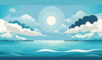 sonnig Strand Insel Landschaft mit klar Blau Himmel und Ruhe Ozean foto
