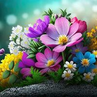 blühen Frühling Blumen im 4k Hintergrund foto