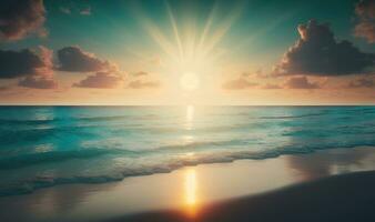 ätherisch Sonnenaufgang Über Miami Strand Ozean wie verträumt Hintergrund foto
