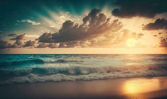 ätherisch Sonnenaufgang Über Miami Strand Ozean wie verträumt Hintergrund foto