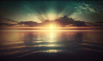 ätherisch Sonnenuntergang Über das Meer mit Kopieren Raum zum Text foto