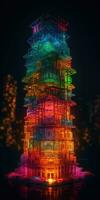 surreal elastisch Turm mit beschwingt Farben und Ultra Einzelheiten foto