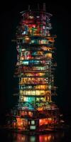 surreal elastisch Turm mit beschwingt Farben und Ultra Einzelheiten foto