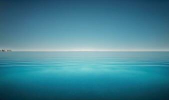 heiter Blau Seelandschaft mit ein minimalistisch Horizont foto