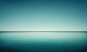 heiter Blau Seelandschaft mit ein minimalistisch Horizont foto