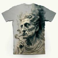 majestätisch Statue Kopf Rauchen T-Shirt Illustration foto