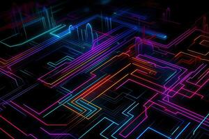 futuristisch Neon- Spielen Hintergrund Muster im elektrisch Farben foto