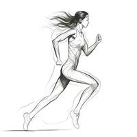 kontinuierlich eine Linie Zeichnung von ein Frau Läufer im abstrakt minimal Stil foto