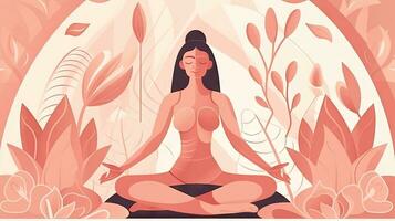 heiter Yoga Asana trainieren mit om Symbol im Lotus Illustration foto