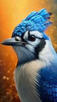 spektakulär Bluejay im extrem Nahansicht reich texturiert und höchst detailliert Makro Schuss generativ ai foto