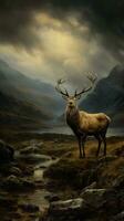 majestätisch Hirsch von das Norden Küste von Schottland ai generiert foto