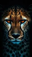Pop Kunst Gepard auf dunkel Hintergrund generativ ai foto