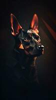 abstrakt Hund auf dunkel Hintergrund generativ ai foto
