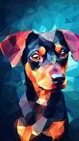 niedrig poly Hund auf dunkel Hintergrund generativ ai foto
