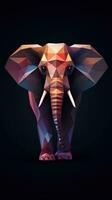 Origami Elefant auf dunkel Hintergrund generativ ai foto
