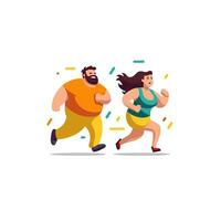 aktiv Paar Laufen zusammen auf Weiß Hintergrund foto