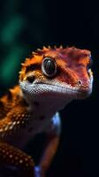 Gecko im Bokeh Stil auf dunkel Hintergrund generativ ai foto