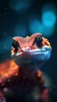 Grungeon Gecko auf dunkel Hintergrund generativ ai foto