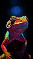 Pop Kunst Gecko auf dunkel Hintergrund generativ ai foto