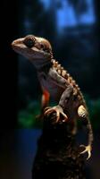 Silhouette von ein Gecko auf dunkel Hintergrund generativ ai foto