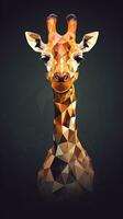 abstrakt Giraffe auf dunkel Hintergrund generativ ai foto