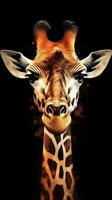 Giraffe Collage auf dunkel Hintergrund generativ ai foto