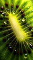 extrem Makro Nahansicht von frisch Kiwi Scheibe ai generiert foto