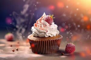 köstlich Cupcake Illustration filmisch Schuss ai generiert foto